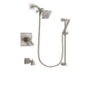 Delta Dryden Stainless Steel Finish Thermostatic Tub and Shower Faucet System Package with Square Showerhead and Handheld Shower Spray with Slide Bar Includes Rough-in Valve and Tub Spout DSP2273V