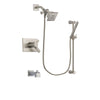 Delta Vero Stainless Steel Finish Thermostatic Tub and Shower Faucet System Package with Square Showerhead and Handheld Shower Spray with Slide Bar Includes Rough-in Valve and Tub Spout DSP2275V