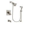 Delta Dryden Stainless Steel Finish Dual Control Tub and Shower Faucet System Package with Square Showerhead and Handheld Shower Spray with Slide Bar Includes Rough-in Valve and Tub Spout DSP2285V