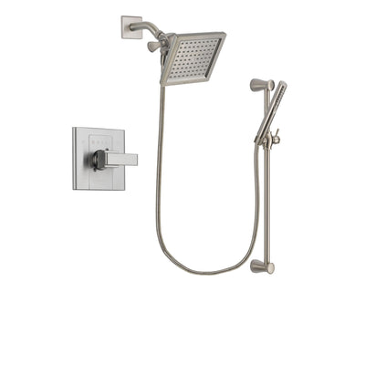 Delta Arzo Stainless Steel Finish Shower Faucet System Package with 6.5-inch Square Rain Showerhead and Handheld Shower Spray with Slide Bar Includes Rough-in Valve DSP2302V