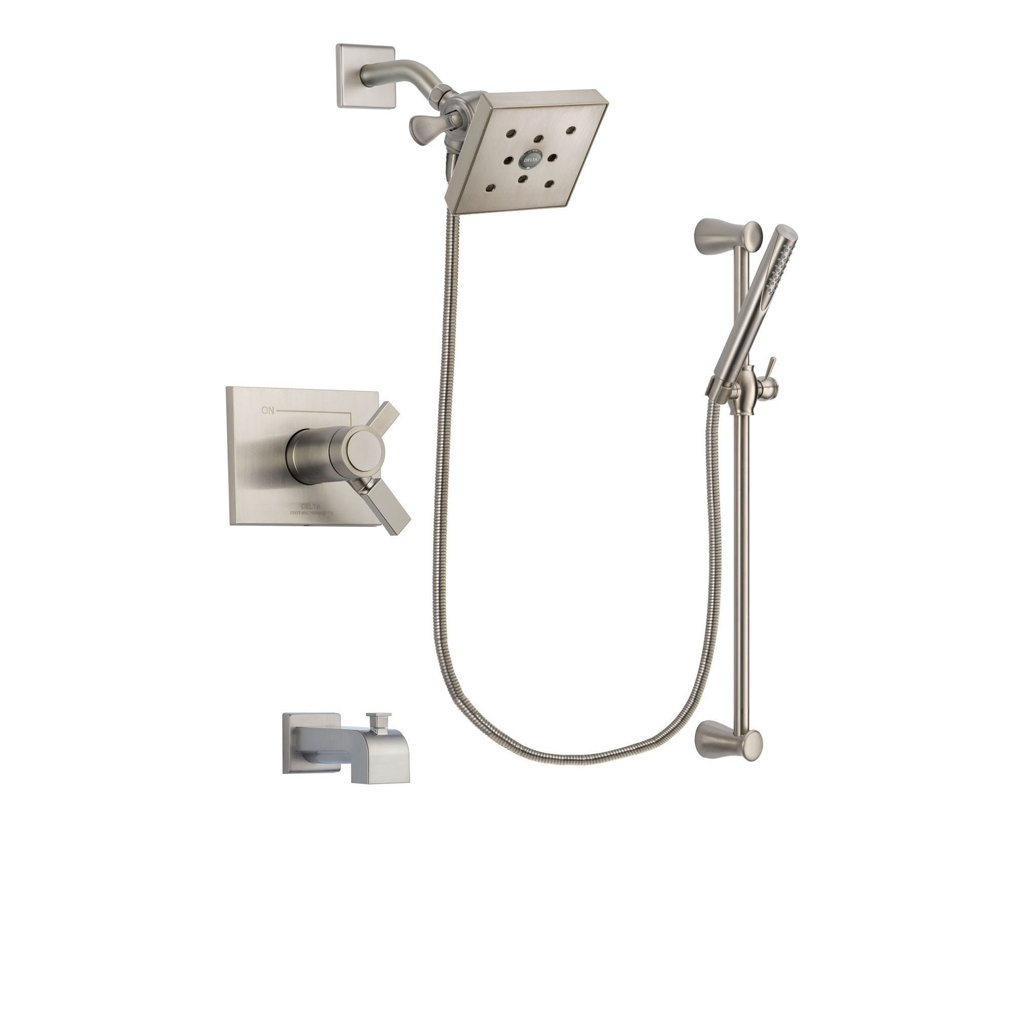 Delta Vero Stainless Steel Finish Tub and Shower System with Hand Spray DSP2311V