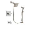Delta Arzo Stainless Steel Finish Tub and Shower Faucet System Package with Square Shower Head and Handheld Shower Spray with Slide Bar Includes Rough-in Valve and Tub Spout DSP2319V