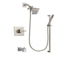 Delta Vero Stainless Steel Finish Tub and Shower Faucet System Package with Square Showerhead and Modern Personal Hand Shower with Slide Bar Includes Rough-in Valve and Tub Spout DSP2335V