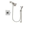 Delta Arzo Stainless Steel Finish Shower Faucet System Package with Square Showerhead and Modern Personal Hand Shower with Slide Bar Includes Rough-in Valve DSP2338V