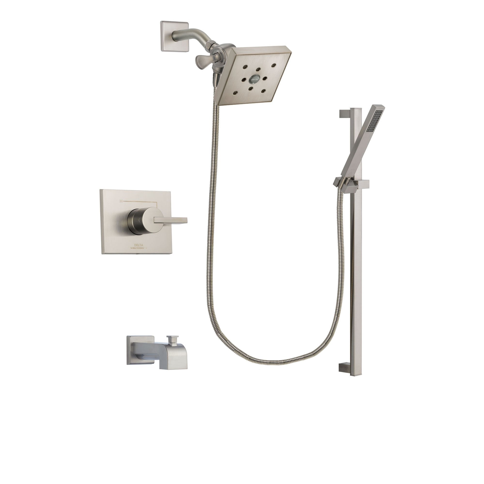 Delta Vero Stainless Steel Finish Tub and Shower System with Hand Spray DSP2371V