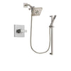 Delta Arzo Stainless Steel Finish Shower Faucet System Package with Square Shower Head and Modern Personal Hand Shower with Slide Bar Includes Rough-in Valve DSP2374V