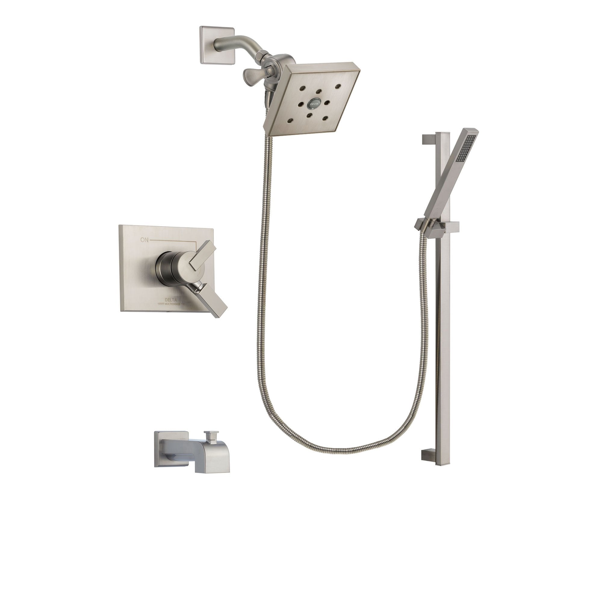 Delta Vero Stainless Steel Finish Tub and Shower System with Hand Spray DSP2377V