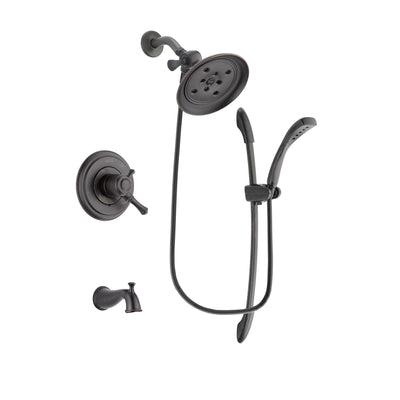 Delta Cassidy Venetian Bronze Finish Dual Control Tub and Shower Faucet System Package with Large Rain Shower Head and 1-Spray Handshower with Slide Bar Includes Rough-in Valve and Tub Spout DSP2469V