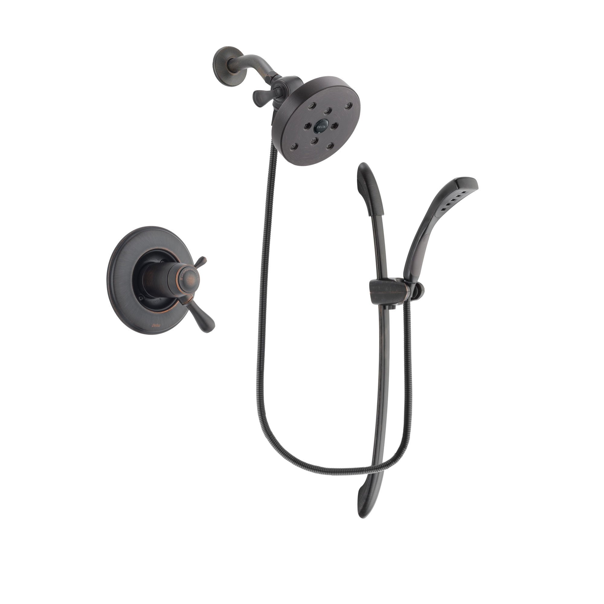 Delta Leland Venetian Bronze Finish Thermostatic Shower Faucet System Package with 5-1/2 inch Showerhead and 1-Spray Handshower with Slide Bar Includes Rough-in Valve DSP2476V