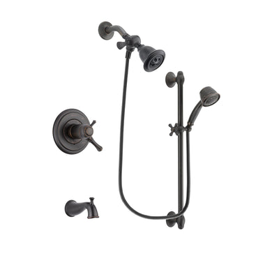 Delta Cassidy Venetian Bronze Finish Thermostatic Tub and Shower Faucet System Package with Water Efficient Showerhead and 5-Spray Personal Handshower with Slide Bar Includes Rough-in Valve and Tub Spout DSP2539V