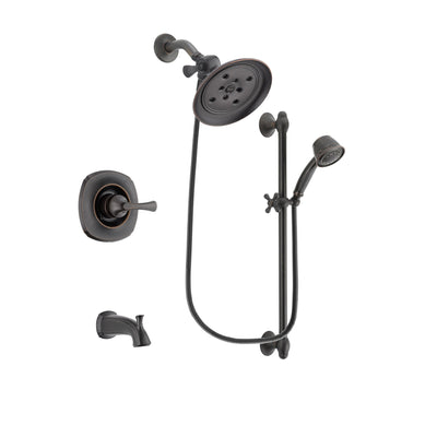 Delta Addison Venetian Bronze Finish Tub and Shower Faucet System Package with Large Rain Shower Head and 5-Spray Personal Handshower with Slide Bar Includes Rough-in Valve and Tub Spout DSP2575V