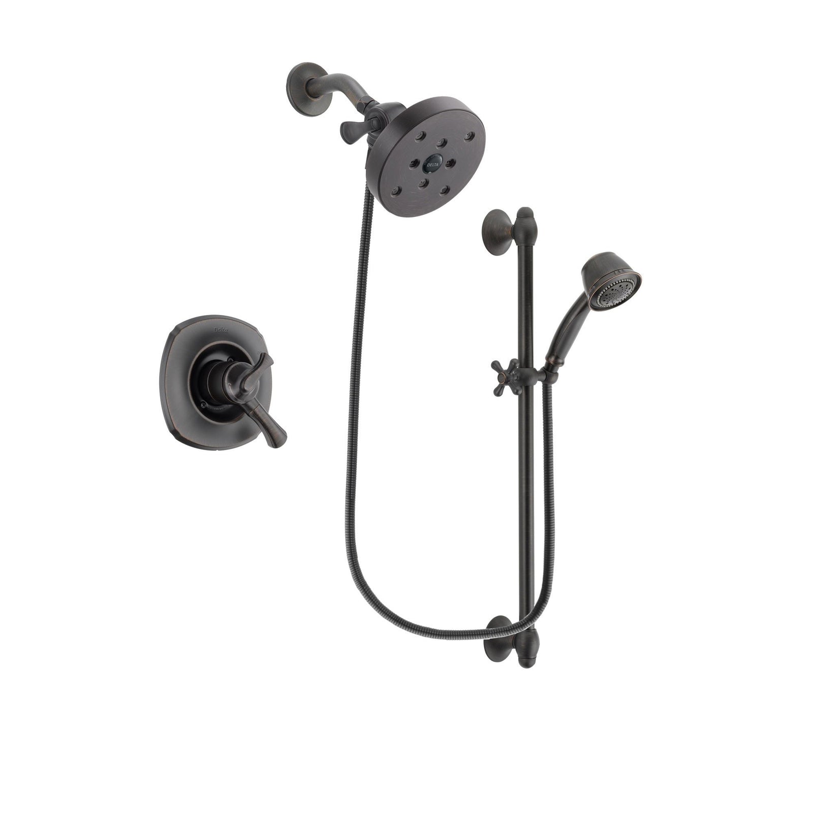 Delta Addison Venetian Bronze Finish Dual Control Shower Faucet System Package with 5-1/2 inch Showerhead and 5-Spray Personal Handshower with Slide Bar Includes Rough-in Valve DSP2616V