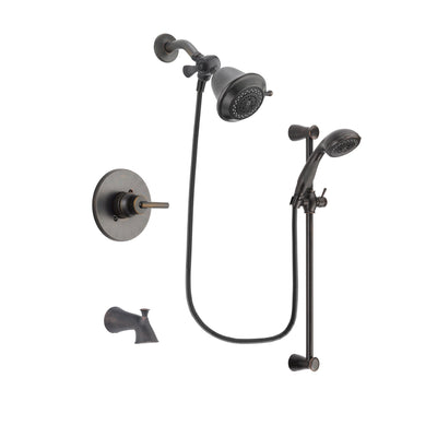 Delta Trinsic Venetian Bronze Finish Tub and Shower Faucet System Package with Shower Head and Personal Handheld Shower Spray with Slide Bar Includes Rough-in Valve and Tub Spout DSP2633V