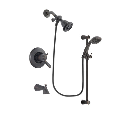 Delta Lahara Venetian Bronze Finish Thermostatic Tub and Shower Faucet System Package with Water Efficient Showerhead and Personal Handheld Shower Spray with Slide Bar Includes Rough-in Valve and Tub Spout DSP2651V