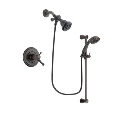 Delta Cassidy Venetian Bronze Finish Thermostatic Shower Faucet System Package with Water Efficient Showerhead and Personal Handheld Shower Spray with Slide Bar Includes Rough-in Valve DSP2660V