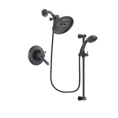 Delta Lahara Venetian Bronze Finish Thermostatic Shower Faucet System Package with Large Rain Shower Head and Personal Handheld Shower Spray with Slide Bar Includes Rough-in Valve DSP2682V