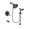 Delta Leland Venetian Bronze Finish Thermostatic Tub and Shower Faucet System Package with Large Rain Shower Head and Personal Handheld Shower Spray with Slide Bar Includes Rough-in Valve and Tub Spout DSP2685V