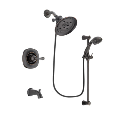 Delta Addison Venetian Bronze Finish Tub and Shower Faucet System Package with Large Rain Shower Head and Personal Handheld Shower Spray with Slide Bar Includes Rough-in Valve and Tub Spout DSP2695V