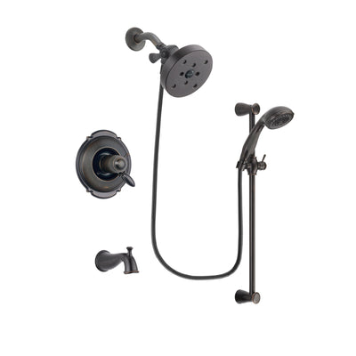 Delta Victorian Venetian Bronze Finish Thermostatic Tub and Shower Faucet System Package with 5-1/2 inch Showerhead and Personal Handheld Shower Spray with Slide Bar Includes Rough-in Valve and Tub Spout DSP2713V