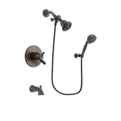 Delta Trinsic Venetian Bronze Finish Dual Control Tub and Shower Faucet System Package with Water Efficient Showerhead and 5-Setting Wall Mount Personal Handheld Shower Spray Includes Rough-in Valve and Tub Spout DSP2791V