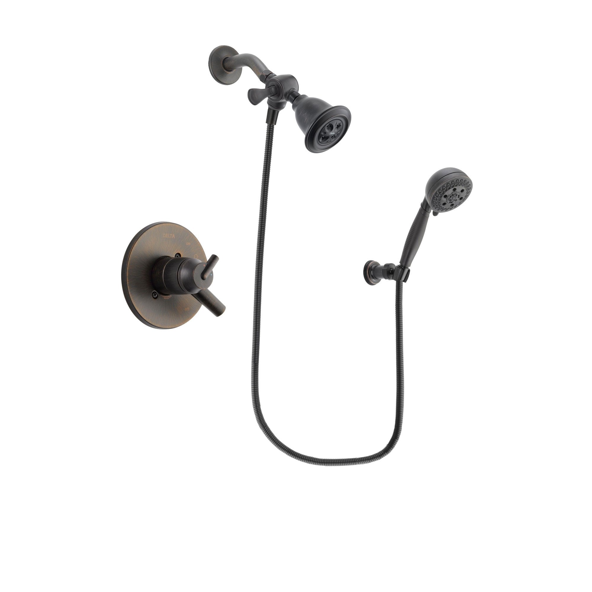 Delta Trinsic Venetian Bronze Finish Dual Control Shower Faucet System Package with Water Efficient Showerhead and 5-Setting Wall Mount Personal Handheld Shower Spray Includes Rough-in Valve DSP2792V
