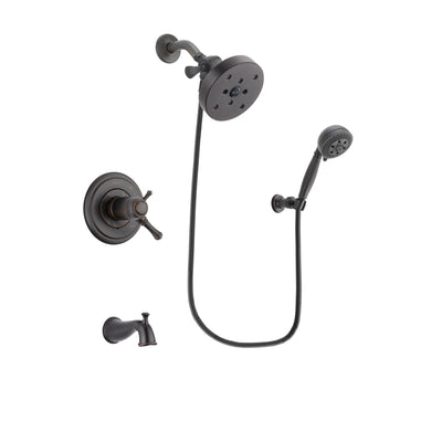 Delta Cassidy Venetian Bronze Finish Thermostatic Tub and Shower Faucet System Package with 5-1/2 inch Showerhead and 5-Setting Wall Mount Personal Handheld Shower Spray Includes Rough-in Valve and Tub Spout DSP2839V