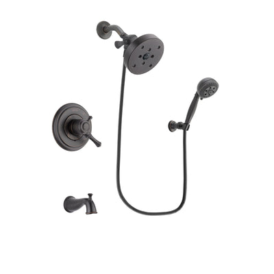 Delta Cassidy Venetian Bronze Finish Dual Control Tub and Shower Faucet System Package with 5-1/2 inch Showerhead and 5-Setting Wall Mount Personal Handheld Shower Spray Includes Rough-in Valve and Tub Spout DSP2859V