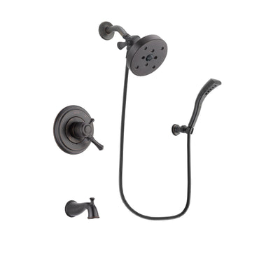 Delta Cassidy Venetian Bronze Finish Dual Control Tub and Shower Faucet System Package with 5-1/2 inch Showerhead and Modern Wall Mount Personal Handheld Shower Spray Includes Rough-in Valve and Tub Spout DSP2979V
