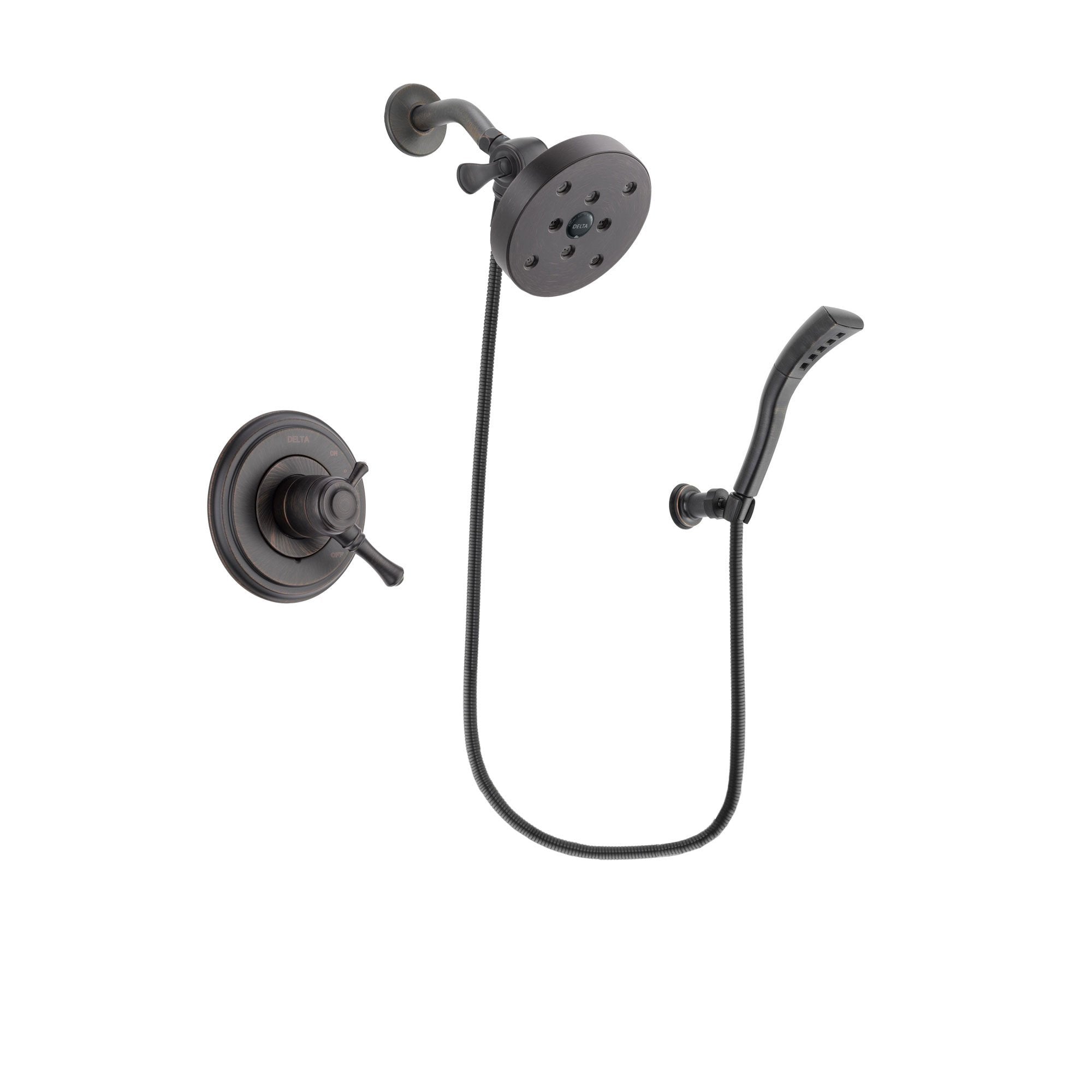 Delta Cassidy Venetian Bronze Finish Dual Control Shower Faucet System Package with 5-1/2 inch Showerhead and Modern Wall Mount Personal Handheld Shower Spray Includes Rough-in Valve DSP2980V