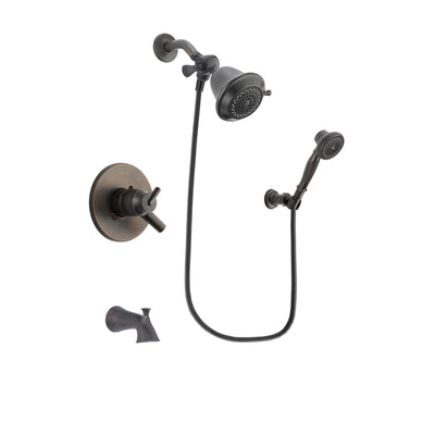 Delta Trinsic Venetian Bronze Finish Dual Control Tub and Shower Faucet System Package with Shower Head and 3-Spray Wall-Mount Hand Shower Includes Rough-in Valve and Tub Spout DSP3001V