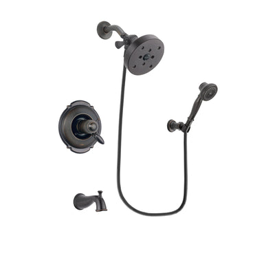 Delta Victorian Venetian Bronze Finish Thermostatic Tub and Shower Faucet System Package with 5-1/2 inch Showerhead and 3-Spray Wall-Mount Hand Shower Includes Rough-in Valve and Tub Spout DSP3073V