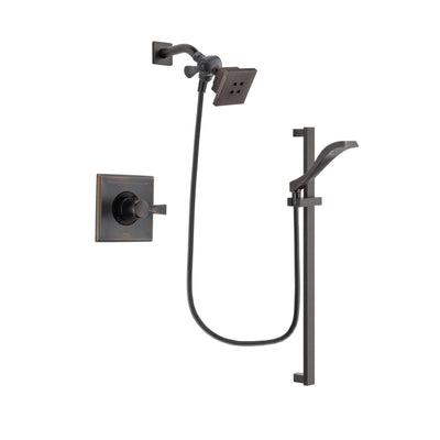 Delta Dryden Venetian Bronze Finish Shower Faucet System Package with Square Showerhead and Modern Handheld Shower Spray with Slide Bar Includes Rough-in Valve DSP3106V