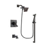 Delta Dryden Venetian Bronze Finish Thermostatic Tub and Shower Faucet System Package with Square Showerhead and Modern Handheld Shower Spray with Square Slide Bar Includes Rough-in Valve and Tub Spout DSP3173V