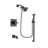 Delta Dryden Venetian Bronze Finish Tub and Shower Faucet System Package with Square Showerhead and Modern Handheld Shower Spray with Square Slide Bar Includes Rough-in Valve and Tub Spout DSP3177V