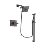 Delta Vero Venetian Bronze Finish Shower Faucet System Package with Square Shower Head and Modern Handheld Shower Spray with Square Slide Bar Includes Rough-in Valve DSP3204V
