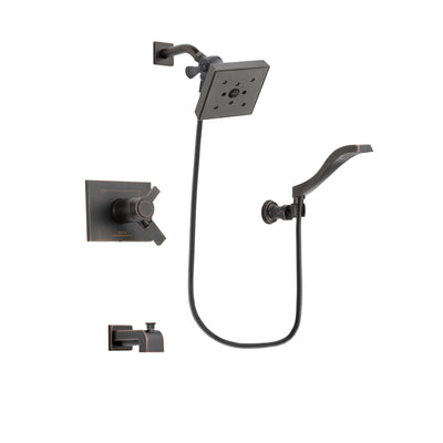Delta Vero Venetian Bronze Finish Thermostatic Tub and Shower Faucet System Package with Square Shower Head and Modern Wall Mount Handheld Shower Spray Includes Rough-in Valve and Tub Spout DSP3235V