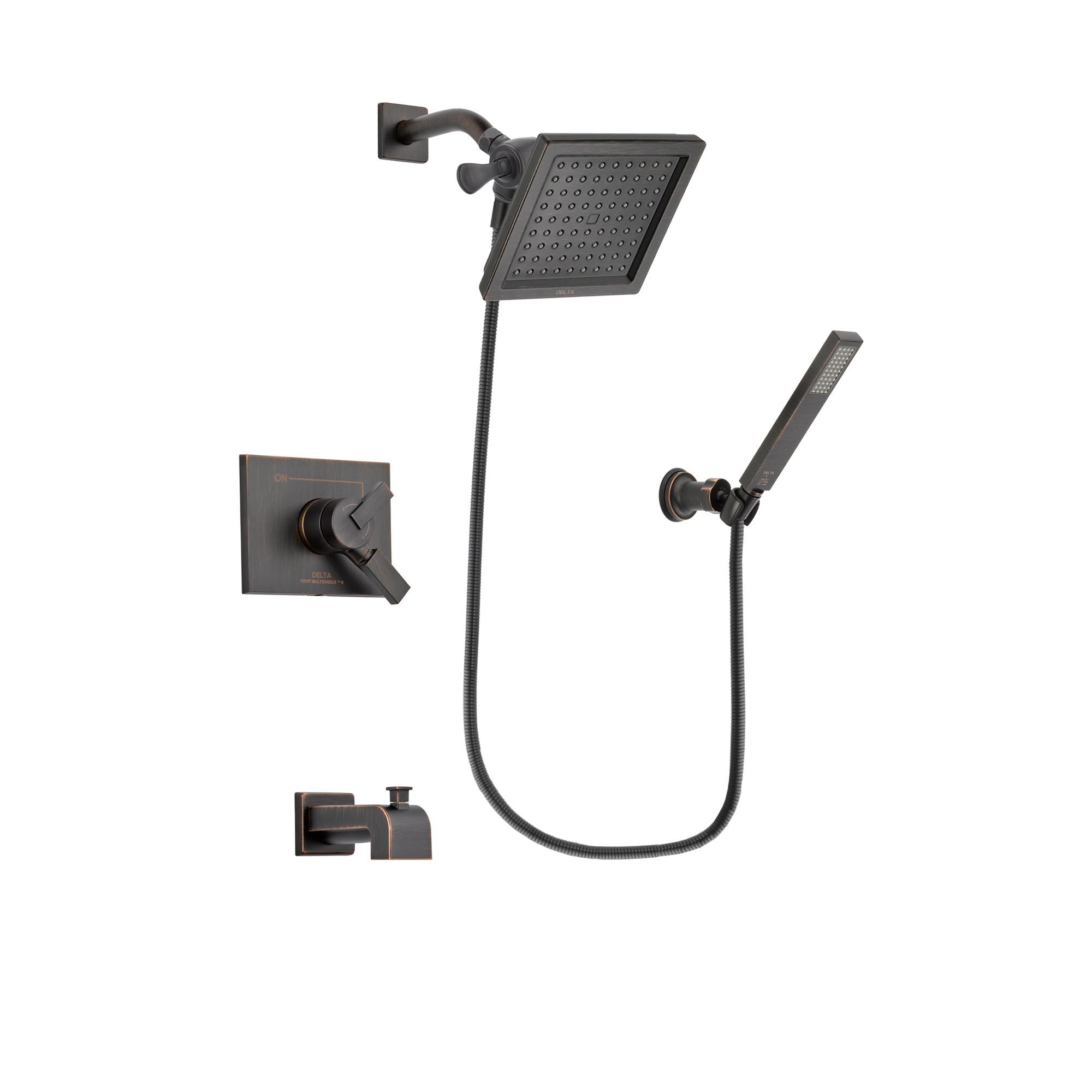 Delta Vero Venetian Bronze Tub and Shower Faucet System with Hand Spray DSP3267V
