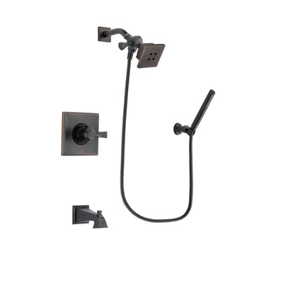 Delta Dryden Venetian Bronze Finish Tub and Shower Faucet System Package with Square Showerhead and Cylindrical Wall-Mount Handheld Shower Stick Includes Rough-in Valve and Tub Spout DSP3285V