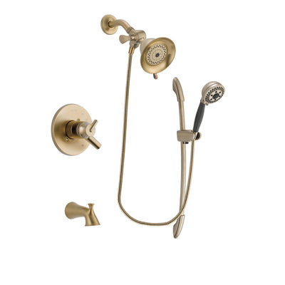 Delta Trinsic Champagne Bronze Finish Dual Control Tub and Shower Faucet System Package with Water-Efficient Shower Head and 5-Spray Handshower with Slide Bar Includes Rough-in Valve and Tub Spout DSP3335V