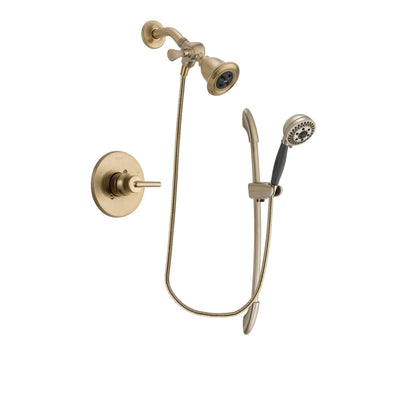 Delta Trinsic Champagne Bronze Finish Shower Faucet System Package with Water Efficient Showerhead and 5-Spray Handshower with Slide Bar Includes Rough-in Valve DSP3354V
