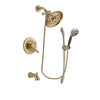 Delta Lahara Champagne Bronze Finish Dual Control Tub and Shower Faucet System Package with Large Rain Shower Head and 5-Spray Handshower with Slide Bar Includes Rough-in Valve and Tub Spout DSP3385V