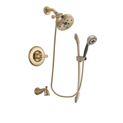Delta Linden Champagne Bronze Finish Tub and Shower Faucet System Package with 5-1/2 inch Showerhead and 5-Spray Handshower with Slide Bar Includes Rough-in Valve and Tub Spout DSP3409V