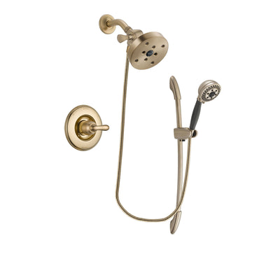 Delta Linden Champagne Bronze Finish Shower Faucet System Package with 5-1/2 inch Showerhead and 5-Spray Handshower with Slide Bar Includes Rough-in Valve DSP3410V