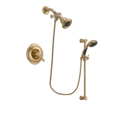 Delta Victorian Champagne Bronze Finish Thermostatic Shower Faucet System Package with Water Efficient Showerhead and Personal Handheld Shower Sprayer with Slide Bar Includes Rough-in Valve DSP3450V