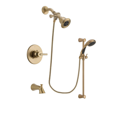 Delta Trinsic Champagne Bronze Finish Tub and Shower Faucet System Package with Water Efficient Showerhead and Personal Handheld Shower Sprayer with Slide Bar Includes Rough-in Valve and Tub Spout DSP3457V