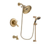 Delta Lahara Champagne Bronze Finish Thermostatic Tub and Shower Faucet System Package with Large Rain Shower Head and Personal Handheld Shower Sprayer with Slide Bar Includes Rough-in Valve and Tub Spout DSP3473V