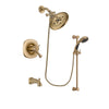 Delta Addison Champagne Bronze Finish Thermostatic Tub and Shower Faucet System Package with Large Rain Shower Head and Personal Handheld Shower Sprayer with Slide Bar Includes Rough-in Valve and Tub Spout DSP3477V