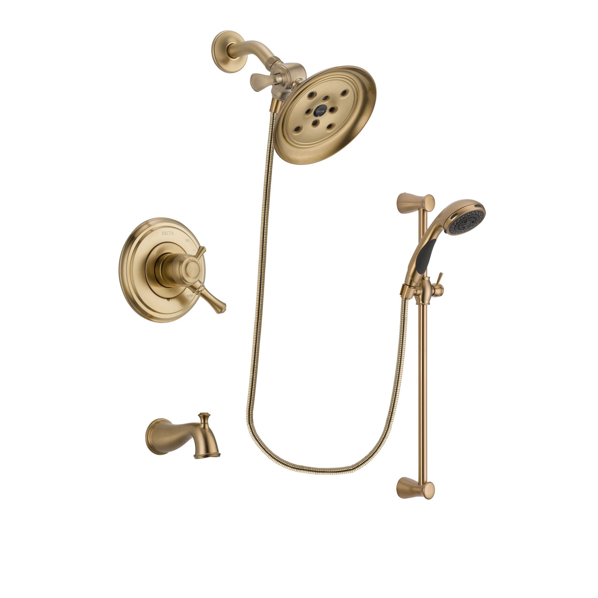 Delta Cassidy Champagne Bronze Tub and Shower System with Hand Shower DSP3497V