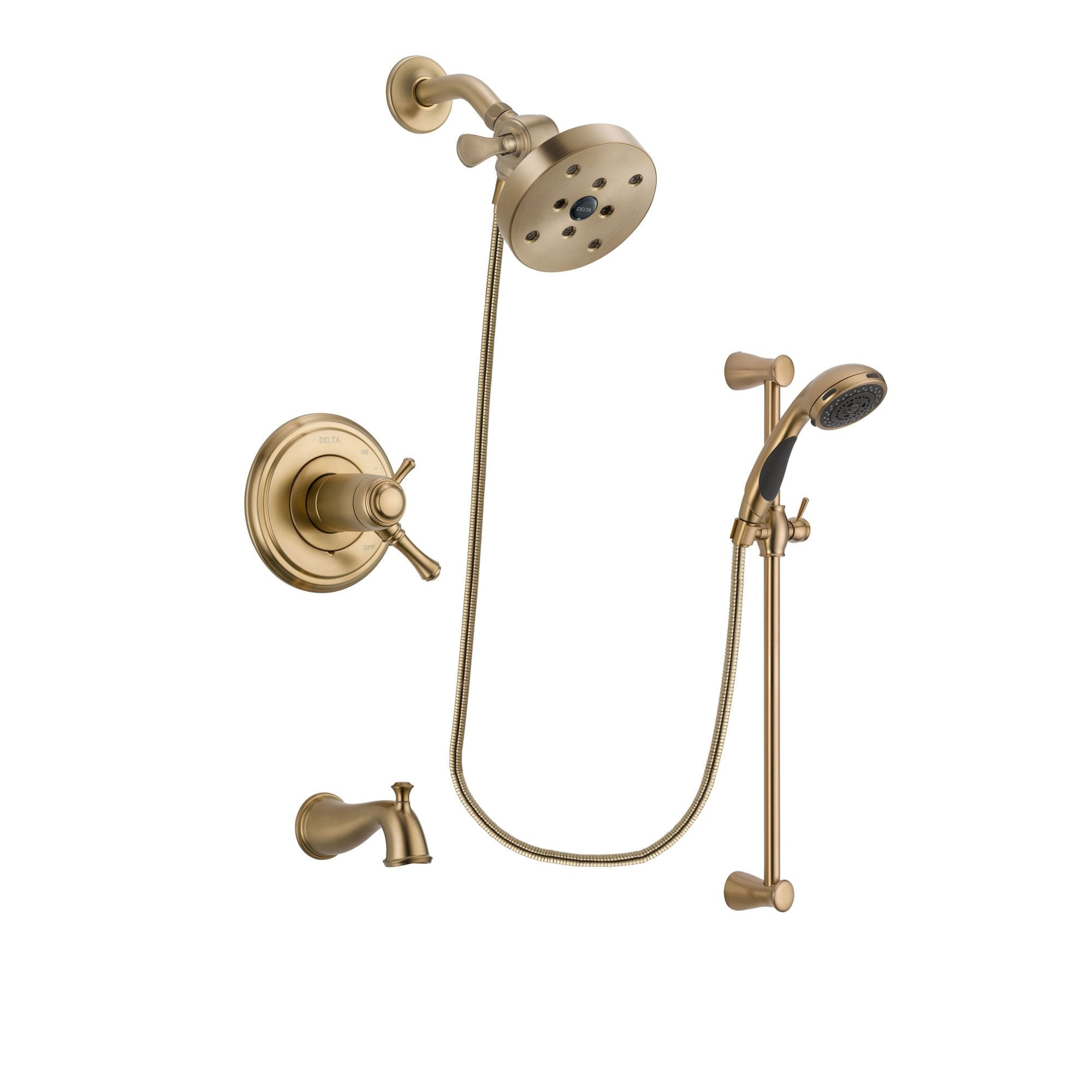 Delta Cassidy Champagne Bronze Tub and Shower System with Hand Shower DSP3505V