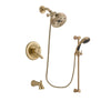 Delta Lahara Champagne Bronze Finish Dual Control Tub and Shower Faucet System Package with 5-1/2 inch Showerhead and Personal Handheld Shower Sprayer with Slide Bar Includes Rough-in Valve and Tub Spout DSP3515V